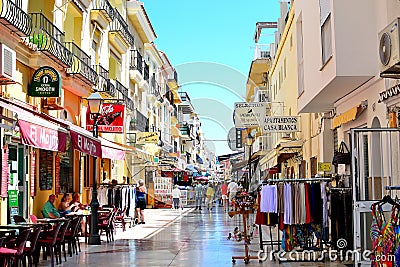 shopping street on Torremolinos beach, Costa del Sol, Spain Editorial Stock Photo