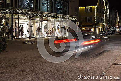 shopping street traffic with xmas christmas advent decoration Editorial Stock Photo