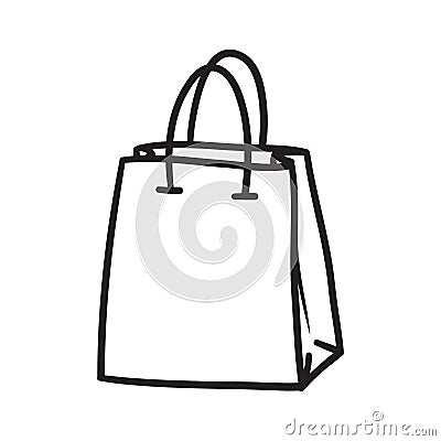 Shopping supermarket bag icon set line doodle symbols. Stock Photo