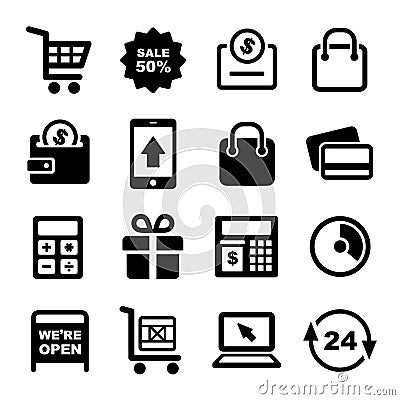 Shopping and Supermarket Services Icons Set Vector Illustration