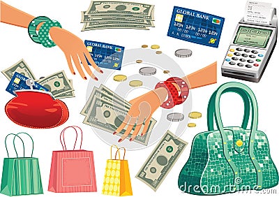 Shopping trip items Vector Illustration