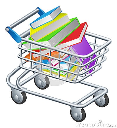 Shopping trolley books Vector Illustration