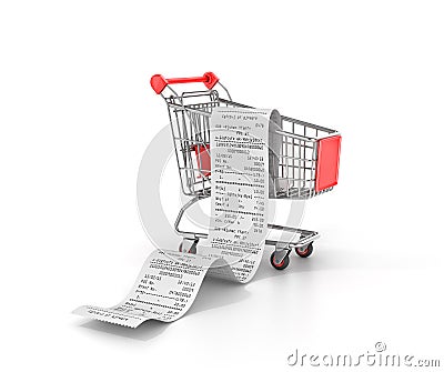 Shopping Trolley With long Receipts Stock Photo