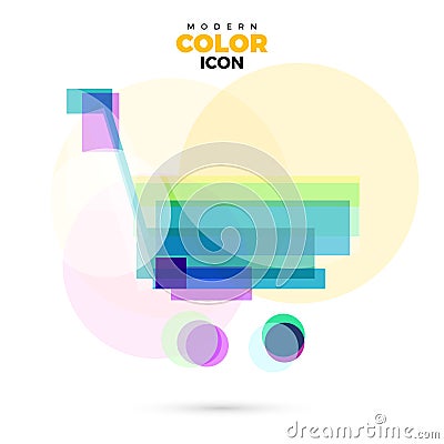 Shopping trolley Modern lucent Color Icon for web. New creative design symbol. Vector Illustration