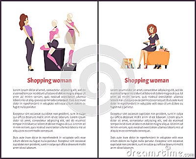Shopping Woman Female Shopaholic Shoes, Mannequin Vector Illustration