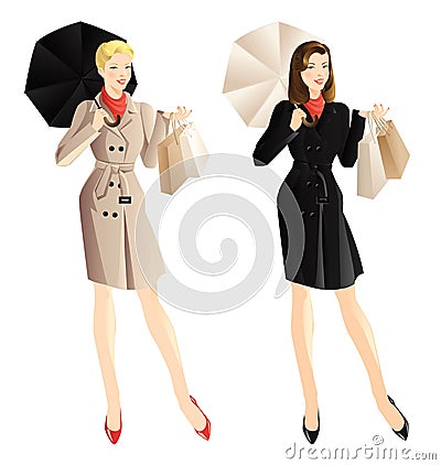 Shopping woman. Vector Illustration