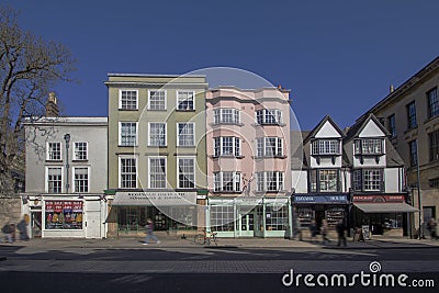 Shops on the High Street in Oxford, Oxfordshire Editorial Stock Photo