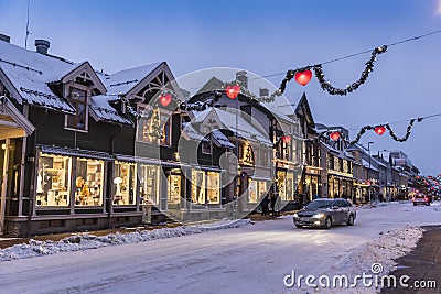 Shops at main street Troms wintertime Editorial Stock Photo