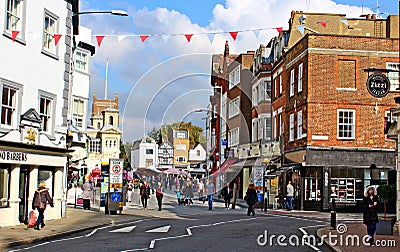 Shops and market place in Kingston upon Thames Surrey Editorial Stock Photo