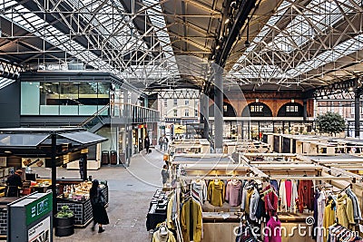 Shops in Old Spitalfields Market in London Editorial Stock Photo