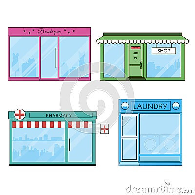 Shops and Stores Flat Icons Stock Photo