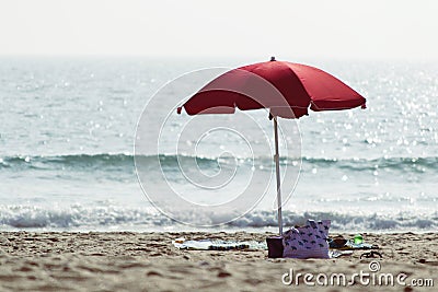 Shore and beach umbrella Stock Photo