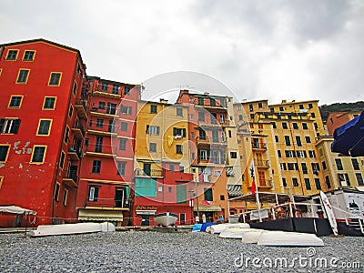 Shore with boats in Camogli, Italy Editorial Stock Photo