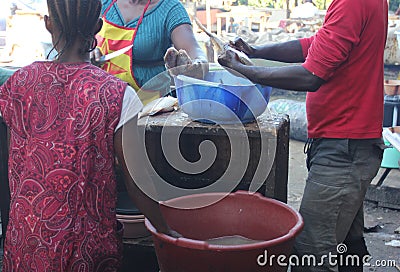 On the shore of Wouri, Douala, Cameroun Editorial Stock Photo