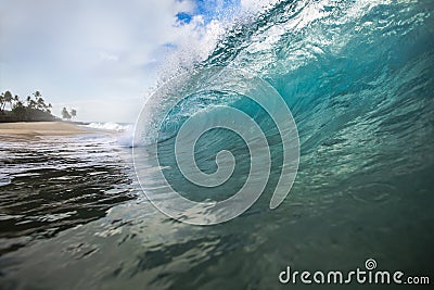 Shorebreak Wave Rip Curl Barrel Stock Photo