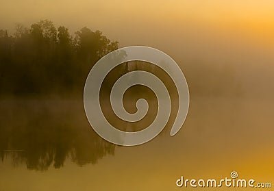 Shoreline Hidden in Fog Stock Photo