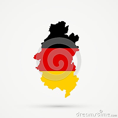 Shors ethnic territory Mountainous Shoria, Russia map in Germany flag colors, editable vector Vector Illustration