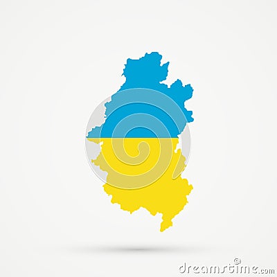 Shors ethnic territory Mountainous Shoria, Russia map in Ukraine flag colors, editable vector Vector Illustration