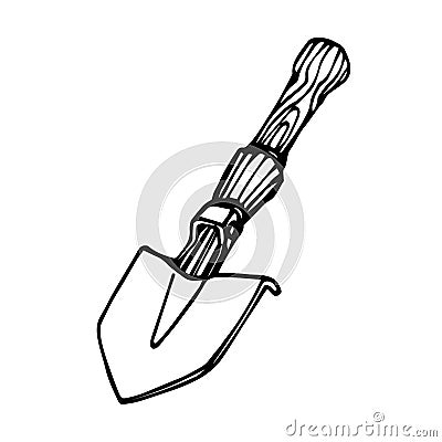 Short bayonet sapper shovel, tool of a tourist, sapper & scout, for logo or emblem Vector Illustration