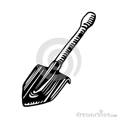 Short bayonet sapper shovel, tool of a tourist, sapper & scout, for logo or emblem Vector Illustration