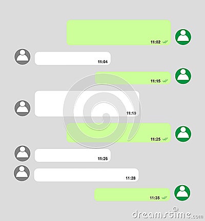 Short bubble message, social screen empty chat window dialog on dark background Vector Illustration