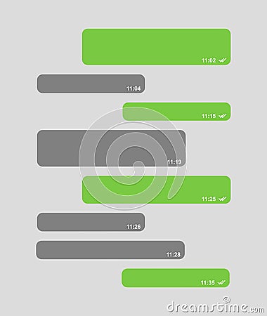 Short bubble message, social screen empty chat window dialog on dark background Vector Illustration