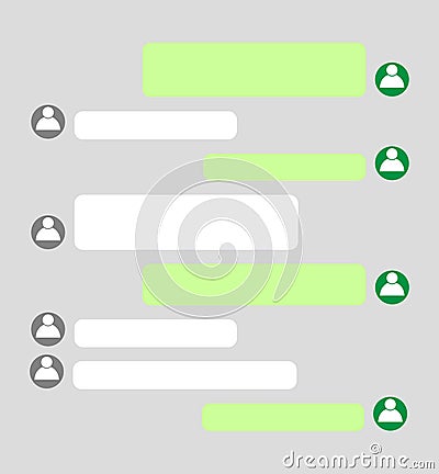 Short bubble message, social screen empty chat window dialog on dark background Vector Illustration