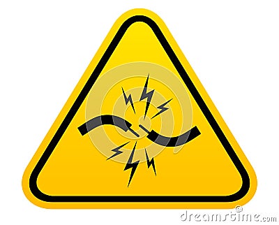 Short circuit icon, electric shock hazard sign Vector Illustration