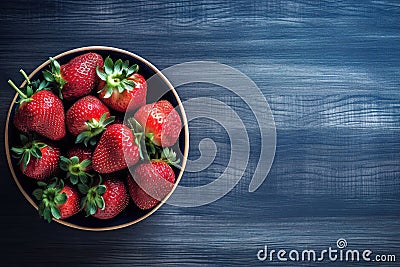 Short food supply chains SFSCs. From garden to plate concept. A bowl of fresh strawberries on the wood table Stock Photo