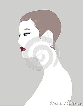 Short Hair Girl Profile Vector Illustration