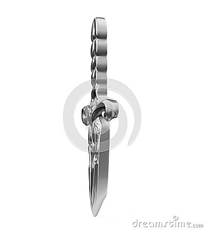 Short isolated dagger with red and golden hilt 3d render Stock Photo