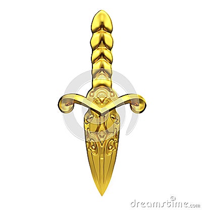 Short isolated dagger with red and golden hilt 3d render Stock Photo