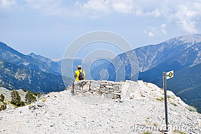 Respite while climbing Olympus. Stock Photo