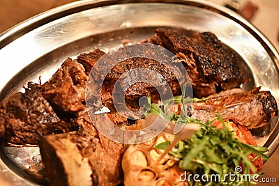 Short ribs grilled, Slow cooked argentinian braised. Stock Photo