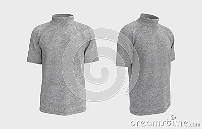 Short-sleeve turtleneck shirt mockup in front and side views Cartoon Illustration