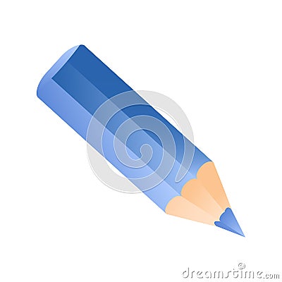 Short small pencil icon. Blue color pencil Vector Illustration