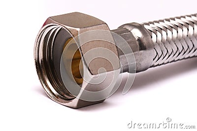 Short stainless steel flexible hose Stock Photo