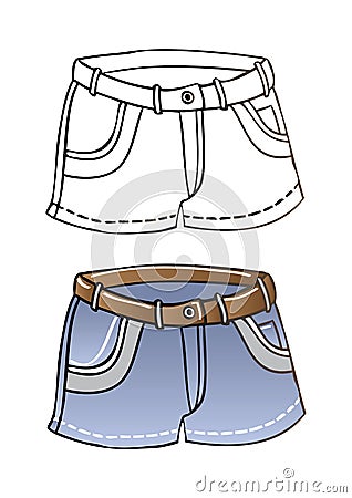 Short summer blue jeans shorts vector eps illustra Vector Illustration