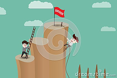 Shortcut - Risk path to success Vector Illustration