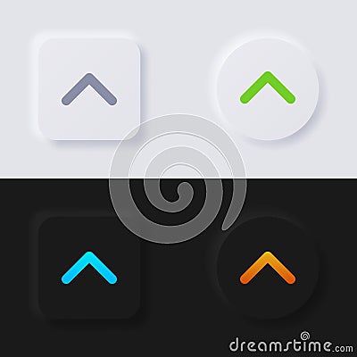 Shorten arrow button icon set, Multicolor neumorphism button soft UI Design. Vector Illustration