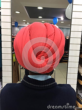 Back view of a turban. Stock Photo