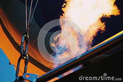 Balloon firing process in Cappadocia, Turkey Stock Photo