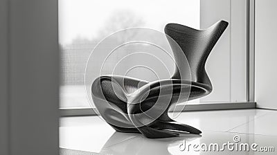 A shot of a chair made from a smart material that can change its firmness and shape to fit the users body. The material Stock Photo