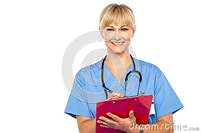 Shot of a cheerful doctor doing her rounds Stock Photo