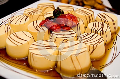 Shot of delicious dessert, fruits & cakes Stock Photo