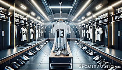 Shot of Dressing or Locker Room of Football or Soccer player. Generative AI Stock Photo