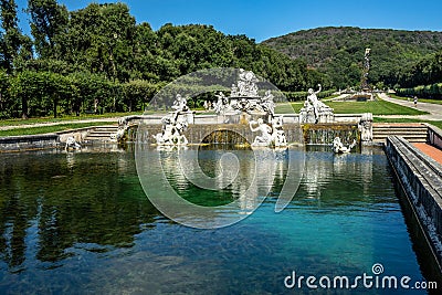 Shot of the fountain of Ceres, park of Caserta Royal Palace, Campania, Italy Stock Photo