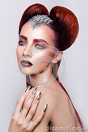 Shot of a futuristic young woman. Stock Photo