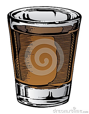 Shot Glass Hand Drawn Vector Illustration