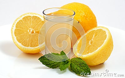 Shot glass of Lemonade Stock Photo